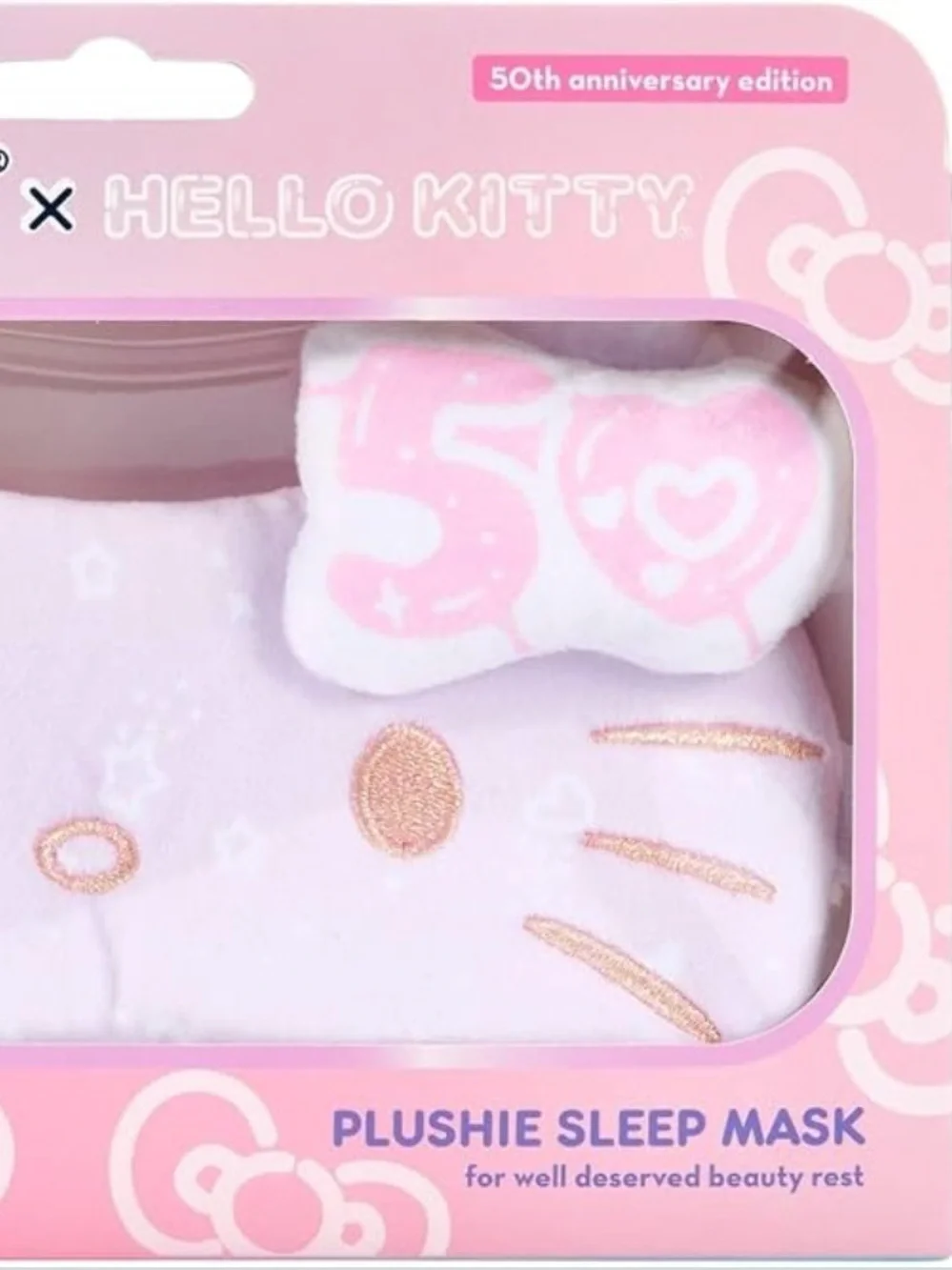Sanrio Hello Kitty Plush Lavender/Pink Eye Mask Limited Edition 50 Anniversary